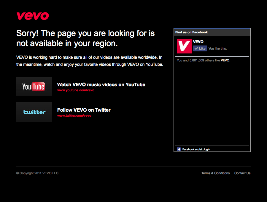 vevo not available in your region